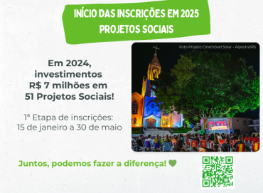 Inscrições para Projetos Sociais em 2025